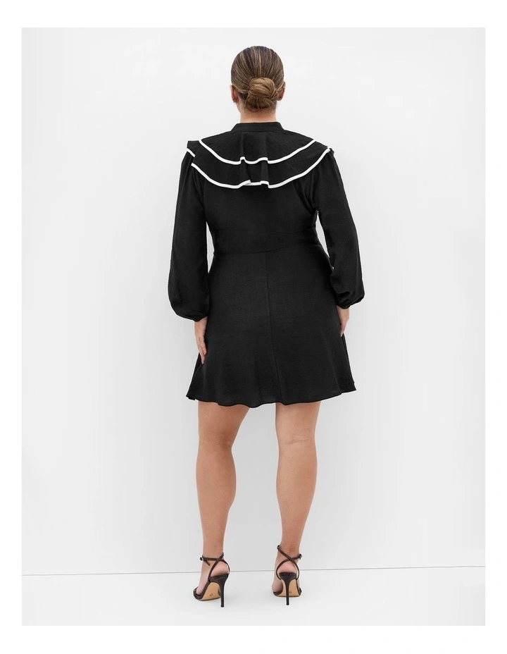 Bella Ruffle Trim Mini Dress in Black image 2