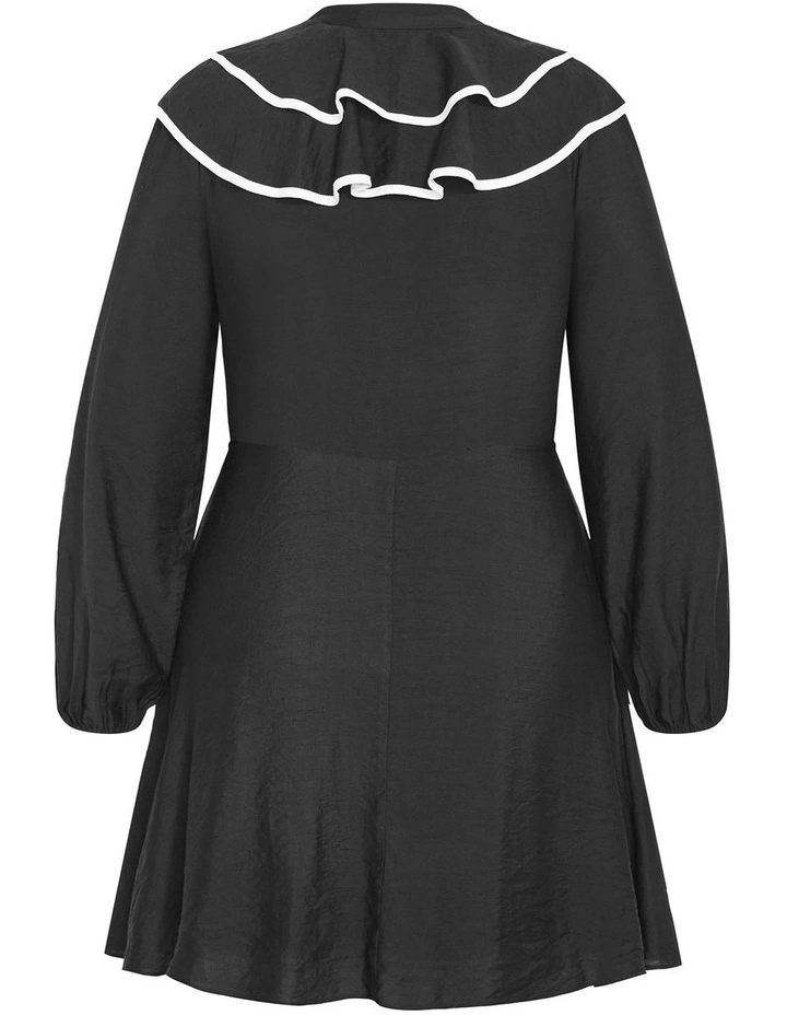 Bella Ruffle Trim Mini Dress in Black image 4