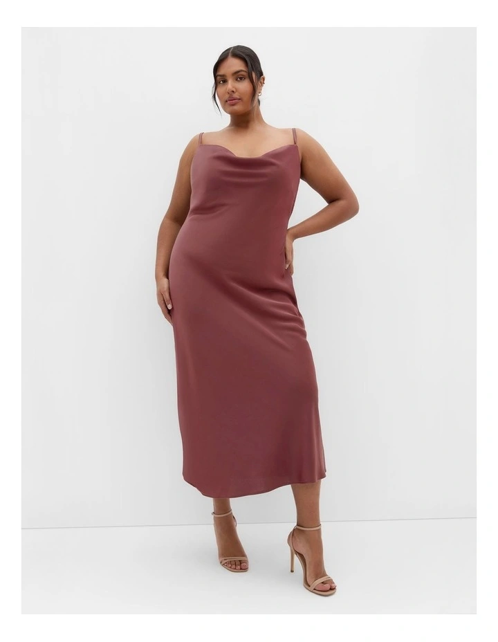 Satin Slip Dress in Choc Cherry image 1