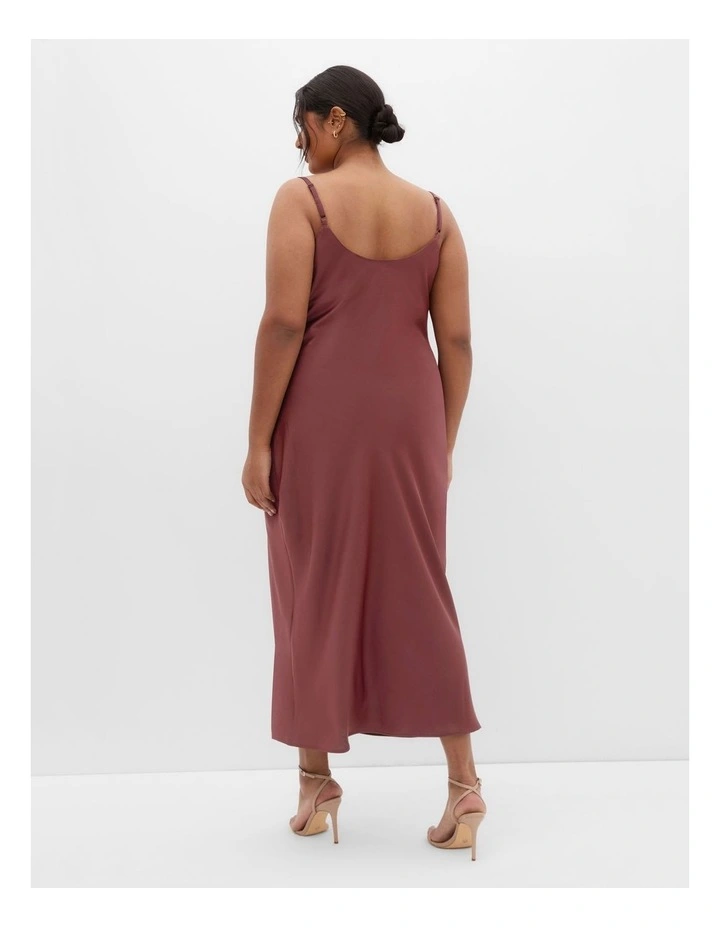 Satin Slip Dress in Choc Cherry image 2
