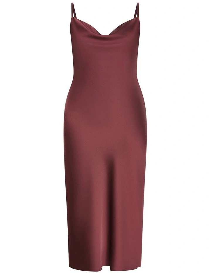Satin Slip Dress in Choc Cherry image 3