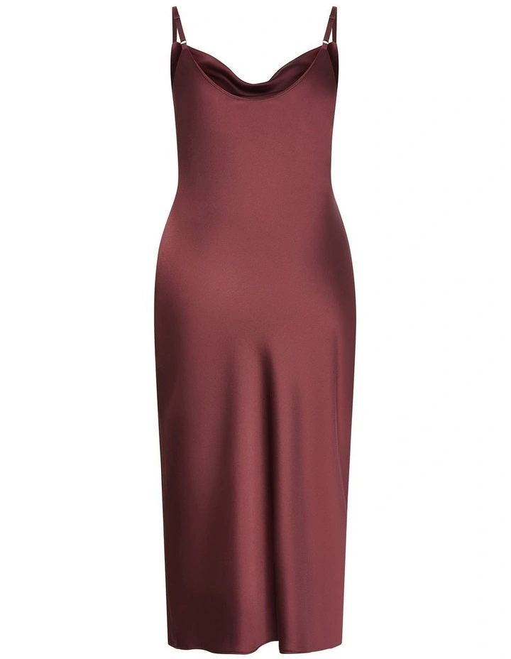 Satin Slip Dress in Choc Cherry image 4