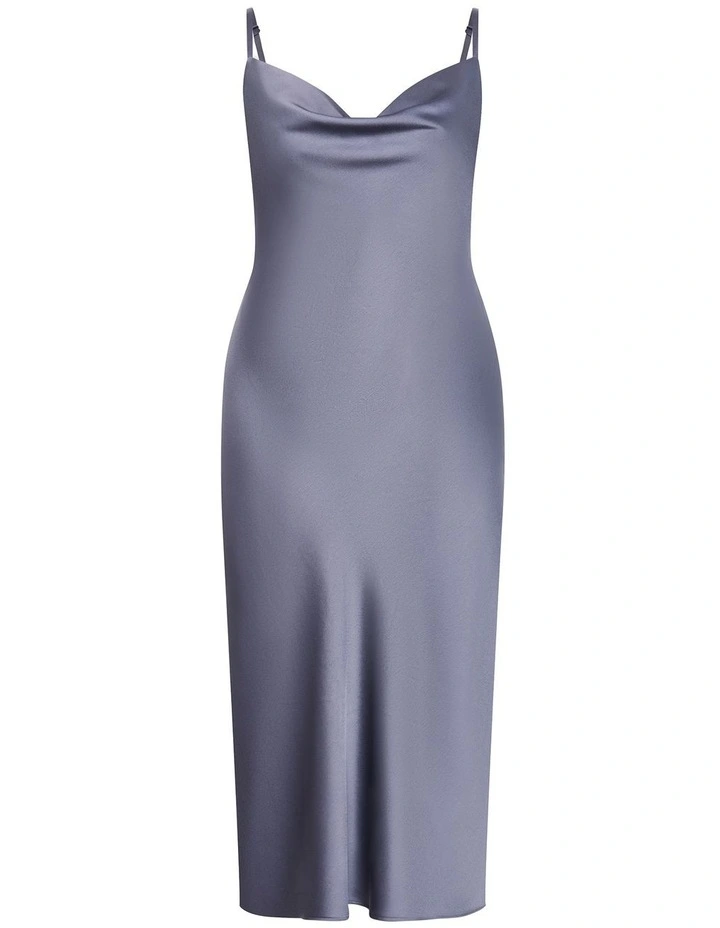 Satin Slip Dress in Slate image 4
