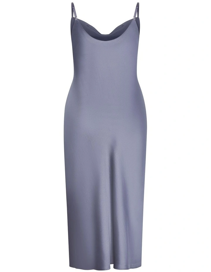 Satin Slip Dress in Slate image 5