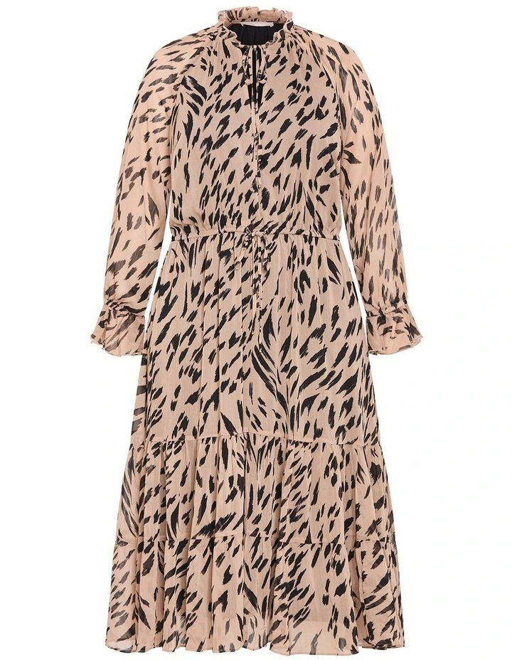 Rhea Animal Print Midi Dress in Stone image 3
