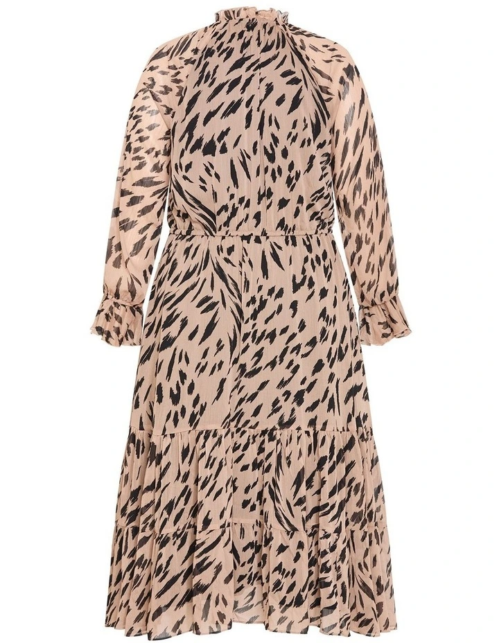 Rhea Animal Print Midi Dress in Stone image 4