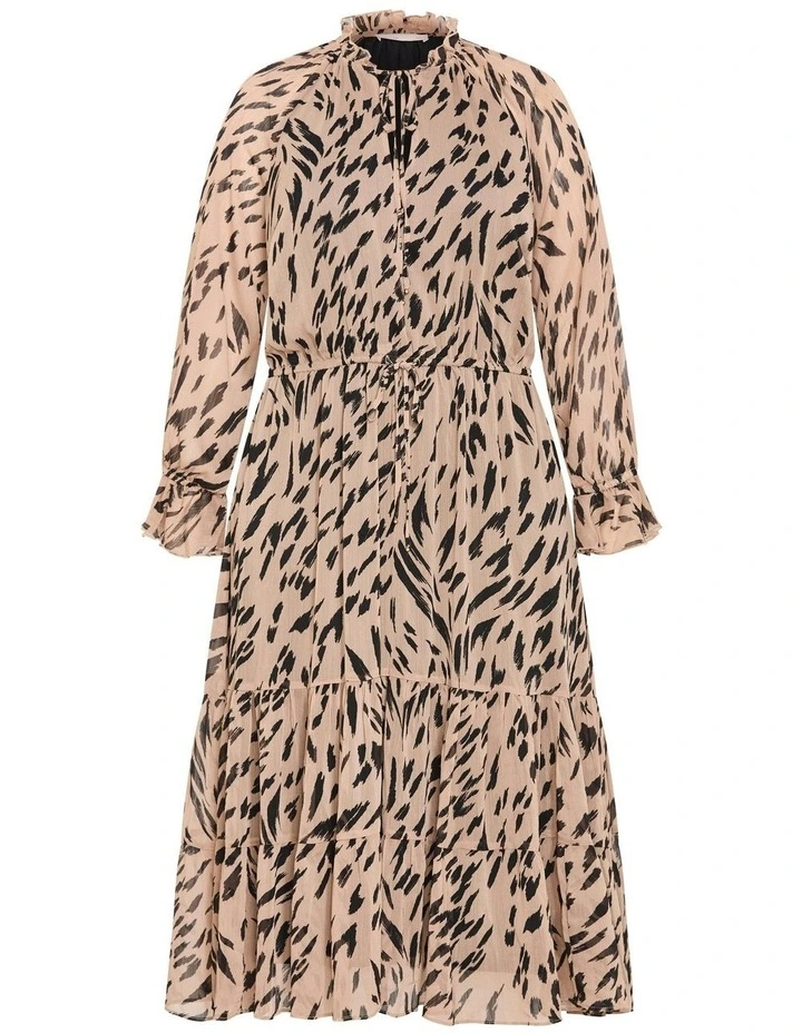 Rhea Animal Print Midi Dress in Stone image 6