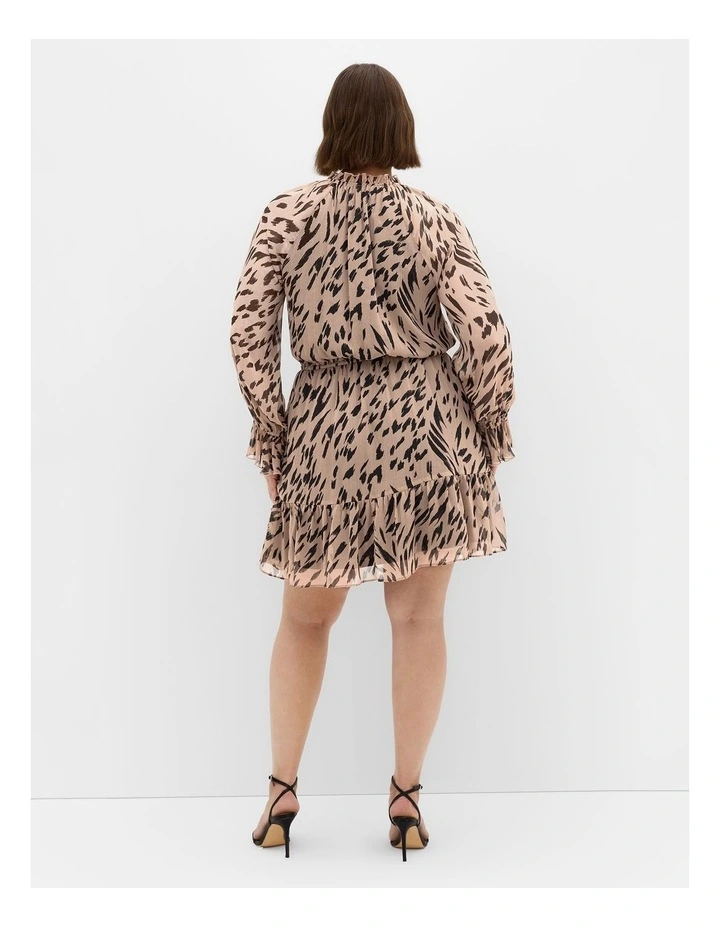Rhea Animal Print Mini Dress in Stone image 2