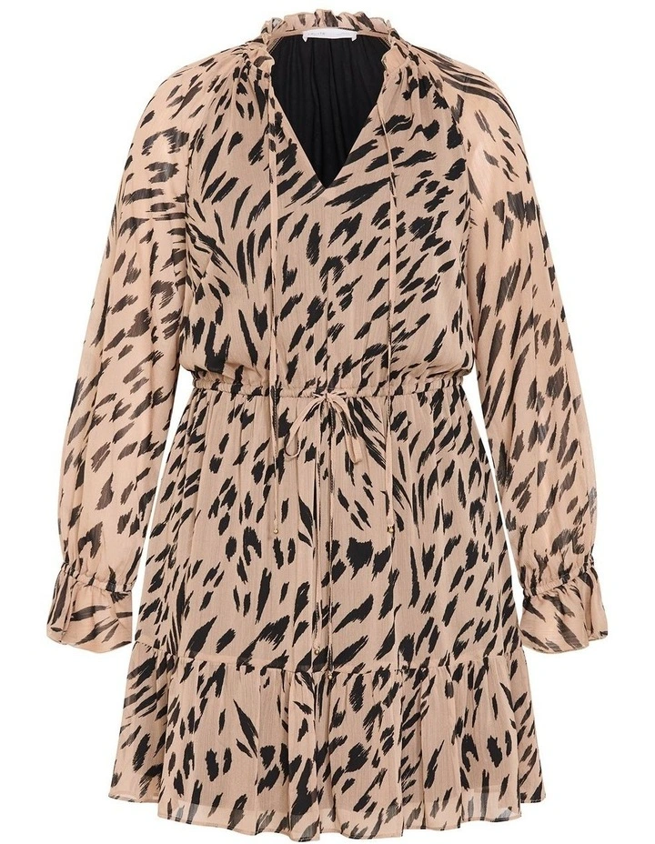 Rhea Animal Print Mini Dress in Stone image 3