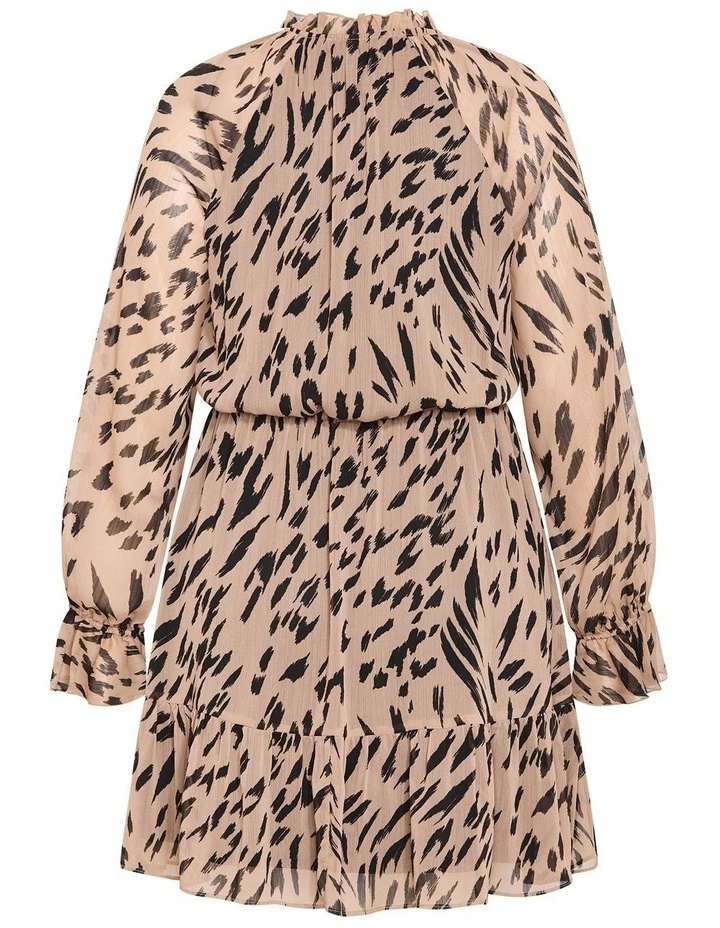 Rhea Animal Print Mini Dress in Stone image 4
