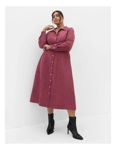 Leia Long Sleeve Midi Dress in Bordeaux