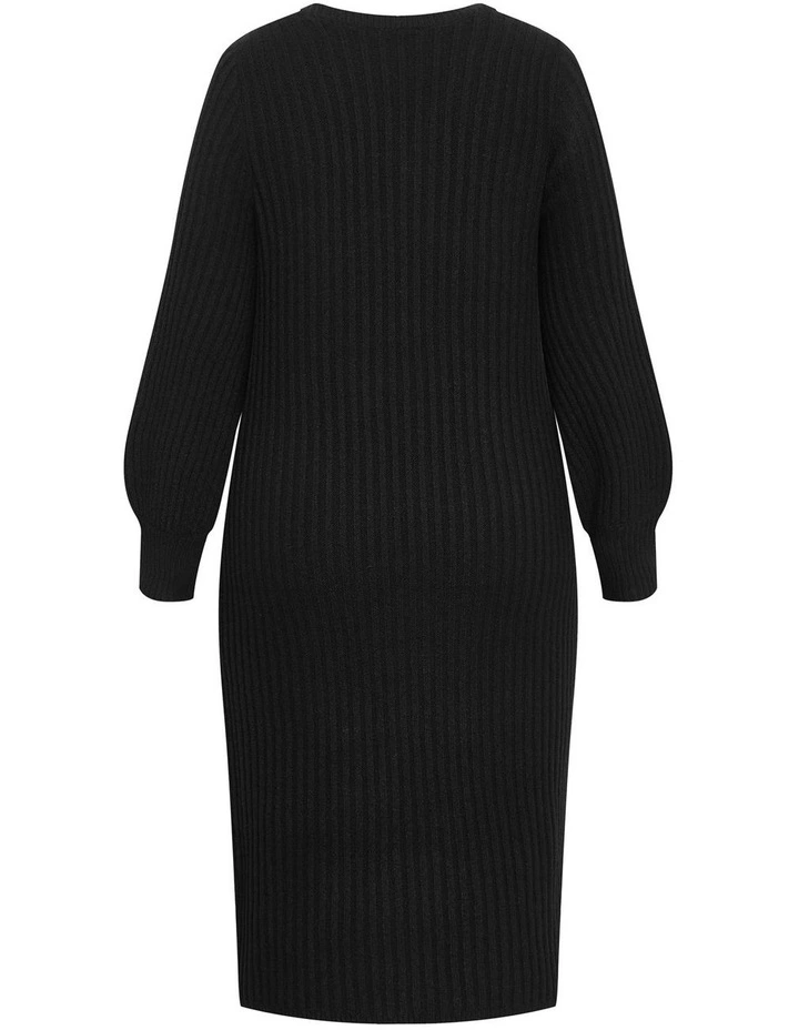 Sarah Long Sleeve Rib Dress in Black image 4