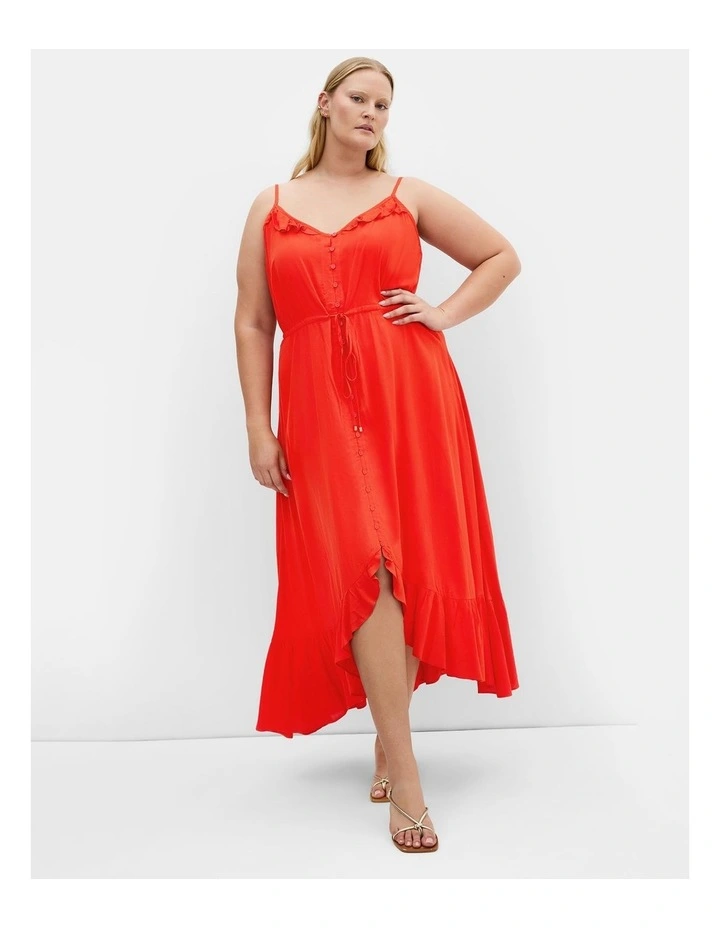 Aruba Frill Maxi Dress in Burnt Orange image 1