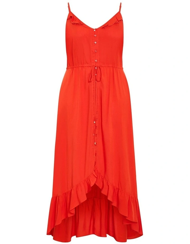 Aruba Frill Maxi Dress in Burnt Orange image 3