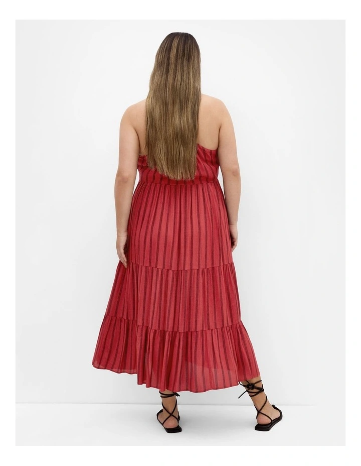 Caribbean Halter Stripe Midi Dress in Rust image 2