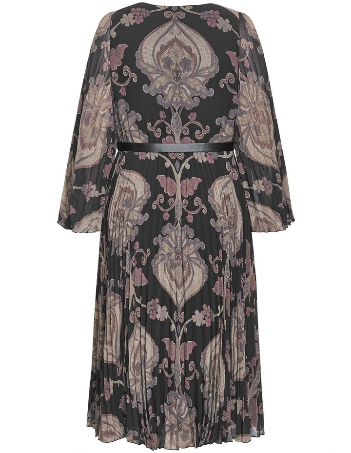 Eloise Pleat Belted Midi Dress in Dark Chocolate image 4