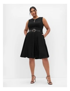 Vivienne Sleeveless Skater Dress in Black