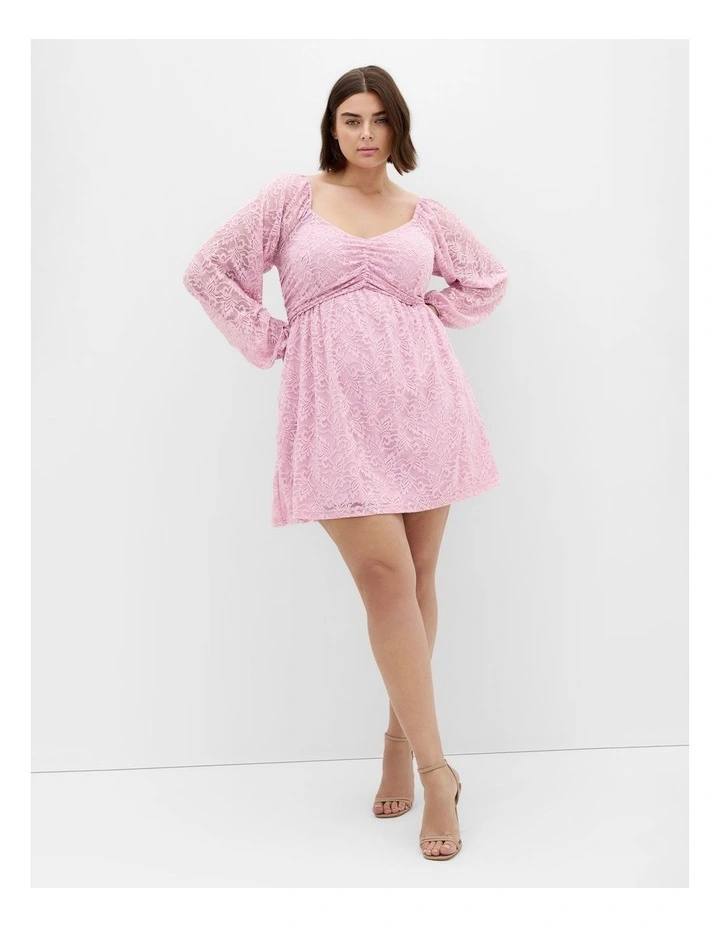 Letitia Lace Mini Dress in Soft Pink image 1