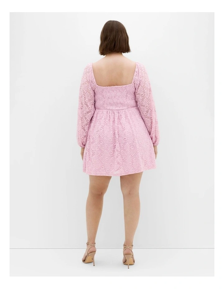 Letitia Lace Mini Dress in Soft Pink image 2