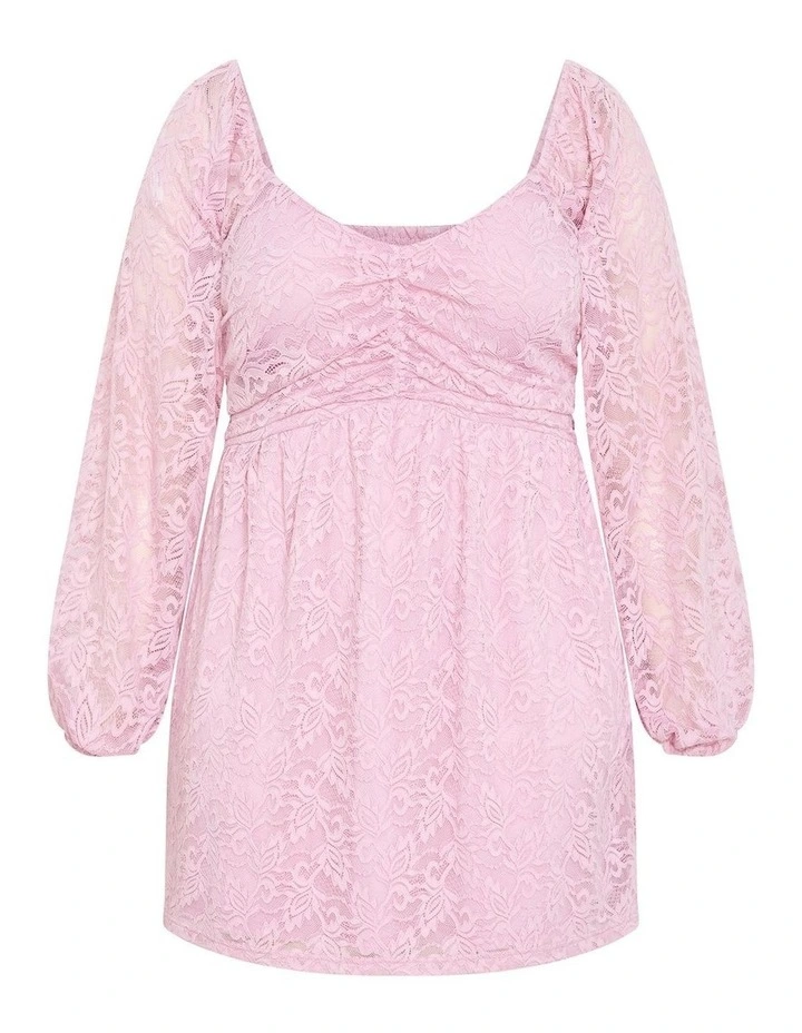 Letitia Lace Mini Dress in Soft Pink image 3