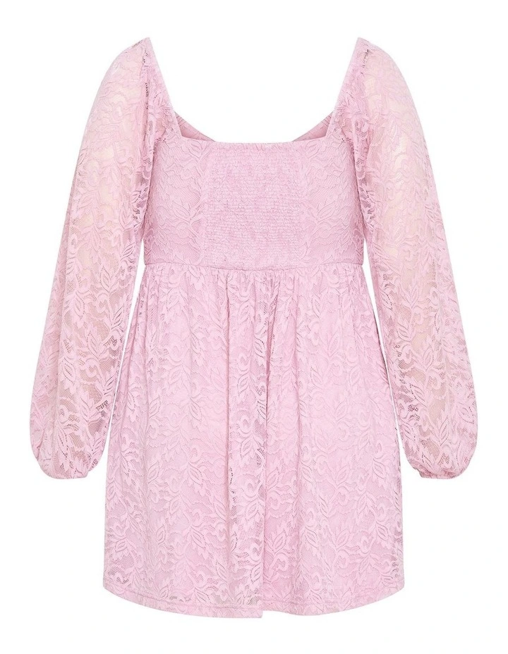 Letitia Lace Mini Dress in Soft Pink image 4