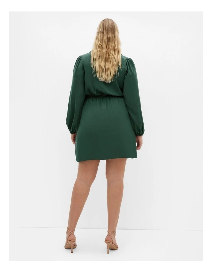 Lianna Gathered Mini Dress in Emerald image 2