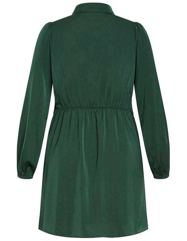 Lianna Gathered Mini Dress in Emerald image 4