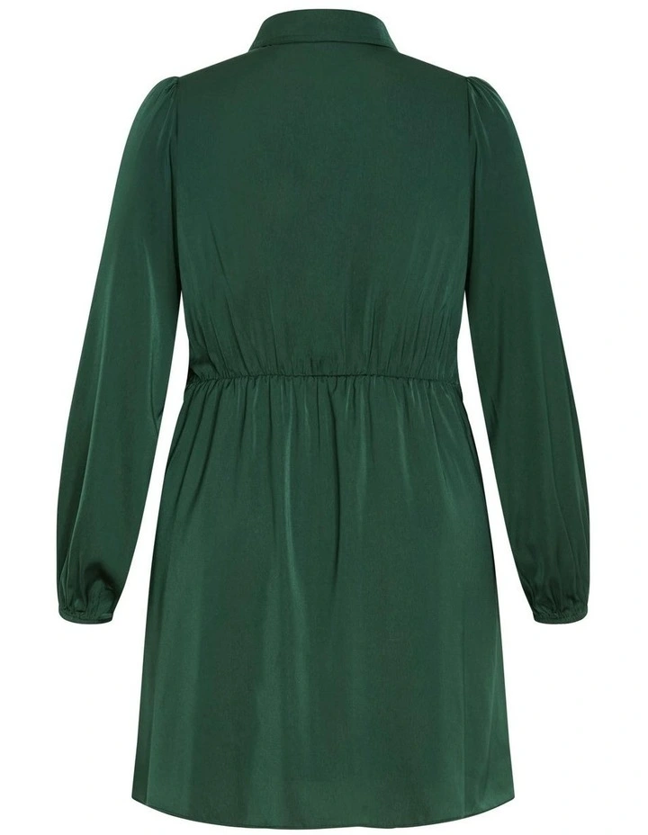 Lianna Gathered Mini Dress in Emerald image 5