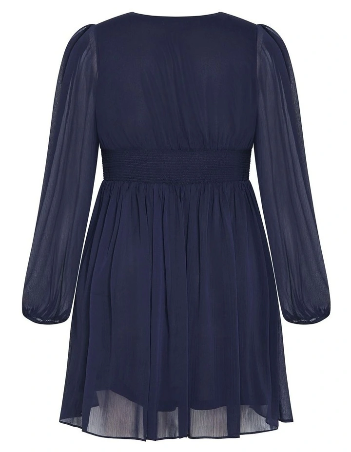 Serina V Neck Mini Dress in Navy image 4
