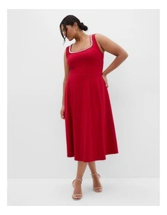 Petra Sleeveless Skater Midi Dress in Ruby