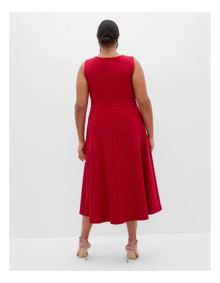 Petra Sleeveless Skater Midi Dress in Ruby image 2