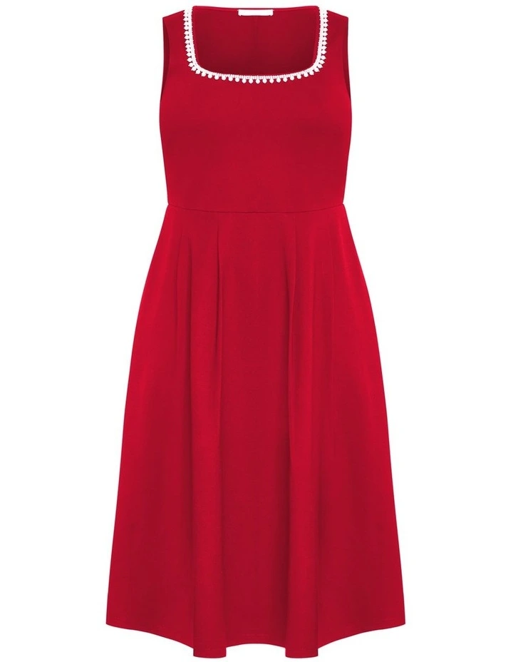 Petra Sleeveless Skater Midi Dress in Ruby image 3