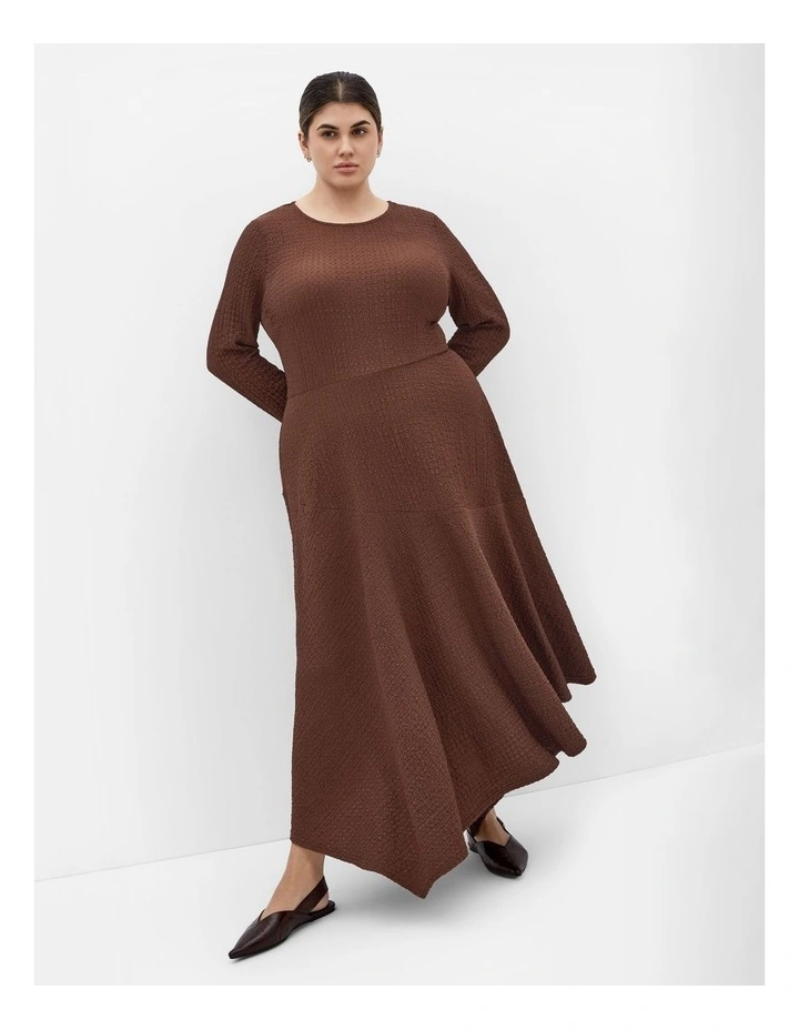 Zayna Asymmetrical Maxi Dress in Chocolate image 1