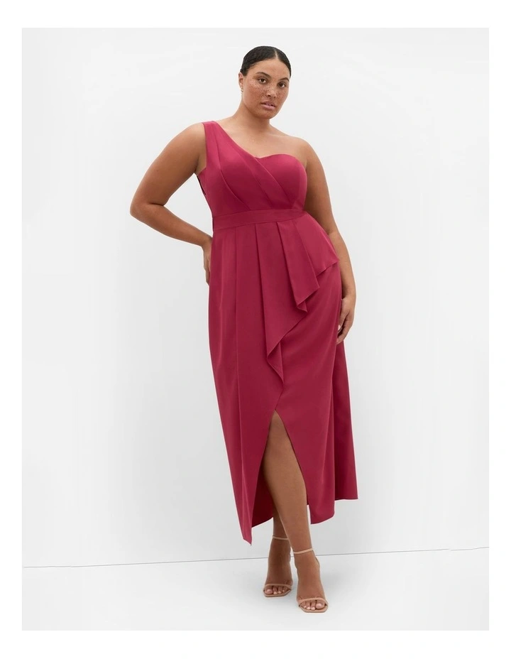 Allure One Shoulder Maxi Dress in Currant image 1