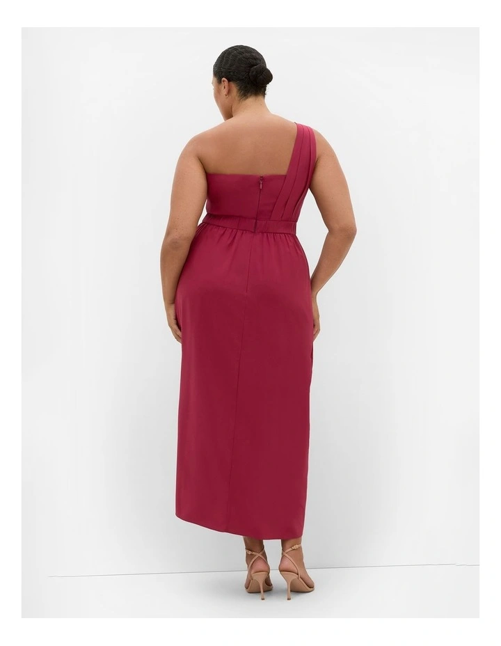 Allure One Shoulder Maxi Dress in Currant image 2