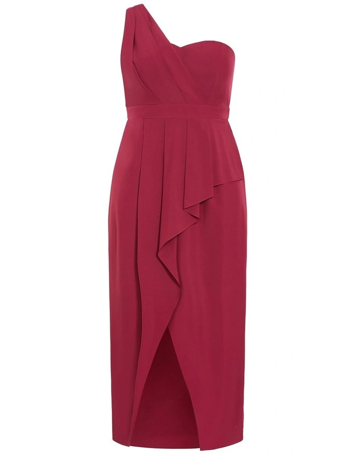 Allure One Shoulder Maxi Dress in Currant image 3
