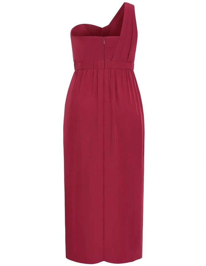 Allure One Shoulder Maxi Dress in Currant image 4