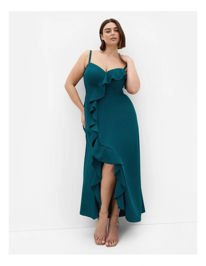 Catalina Ruffle Maxi Dress in Emerald image 1