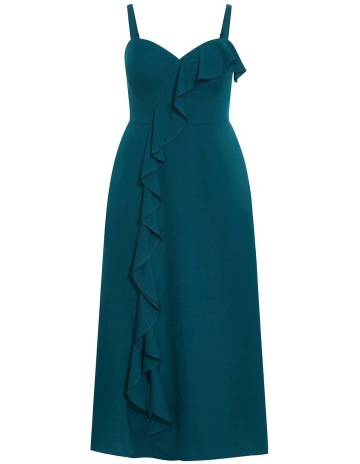 Catalina Ruffle Maxi Dress in Emerald image 3