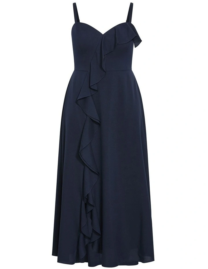 Catalina Ruffle Maxi Dress in Navy image 3