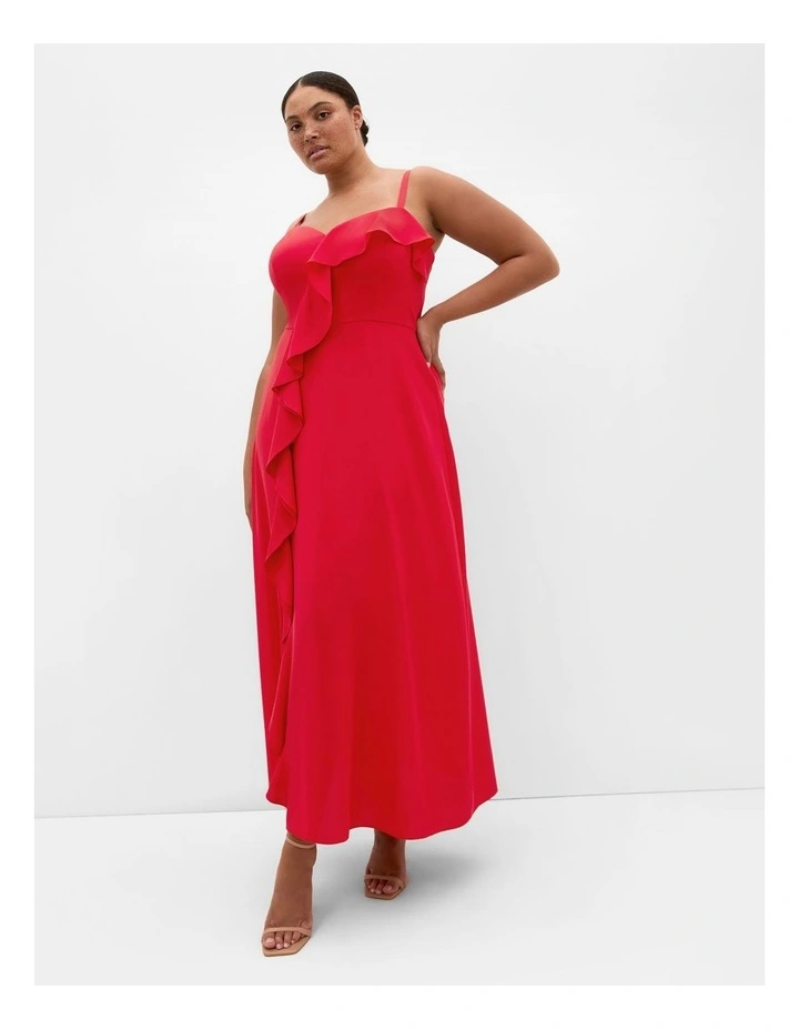 Catalina Ruffle Maxi Dress in Red image 1