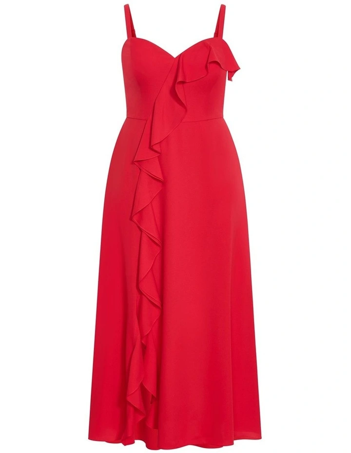 Catalina Ruffle Maxi Dress in Red image 3