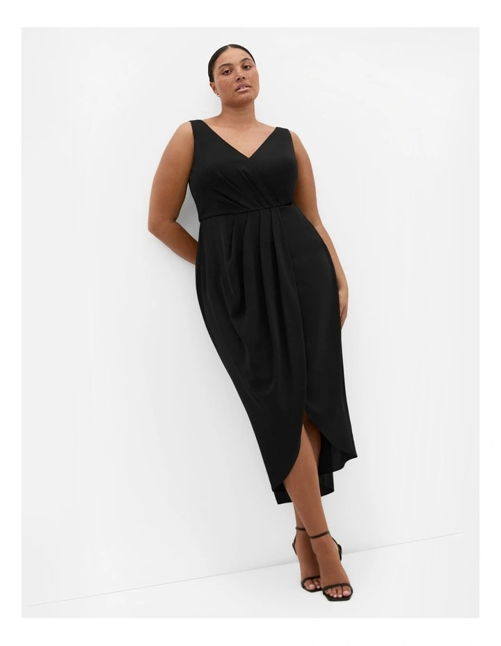 Cherish V Drape Maxi Dress in Black image 1