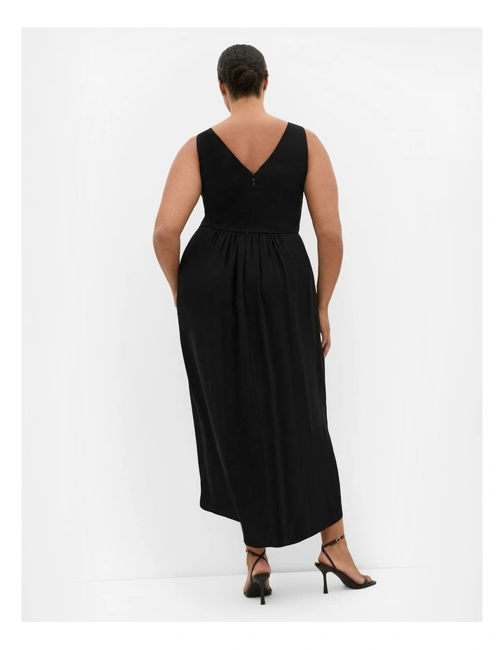 Cherish V Drape Maxi Dress in Black image 2