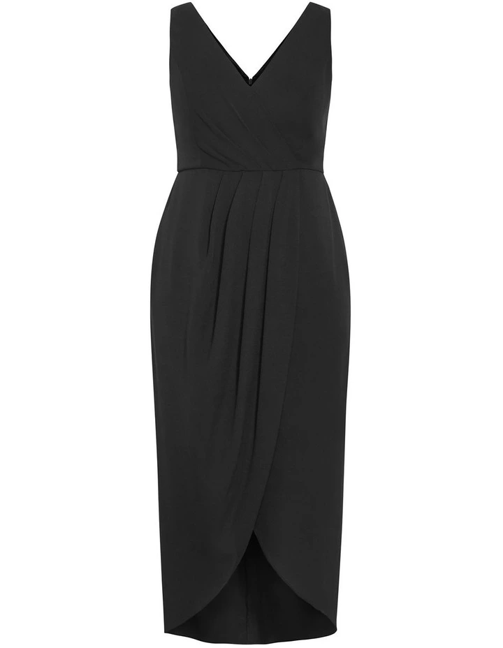 Cherish V Drape Maxi Dress in Black image 3