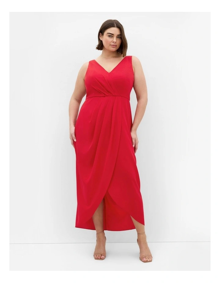 Cherish V Drape Maxi Dress in Red image 1