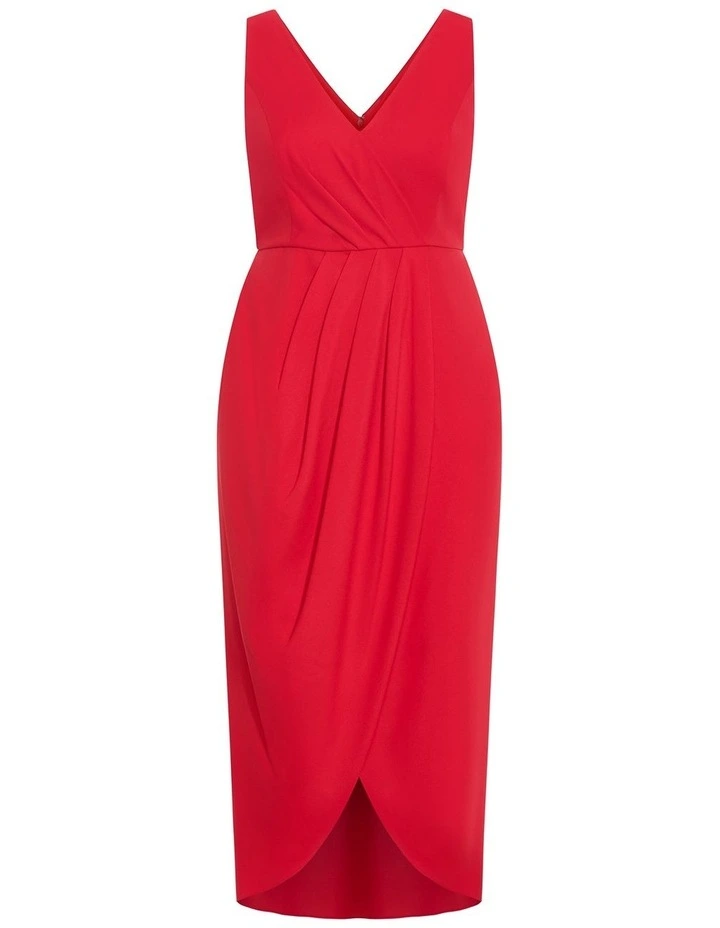 Cherish V Drape Maxi Dress in Red image 3
