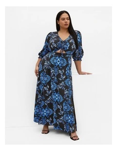Jolene Willow Print Maxi Dress in Navy