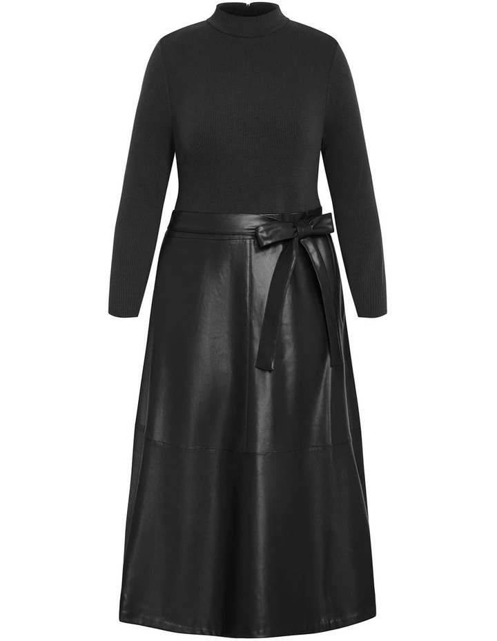 Lola Mixed Media A Line Dress in Black image 3