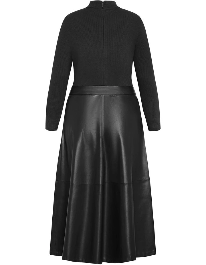 Lola Mixed Media A Line Dress in Black image 4